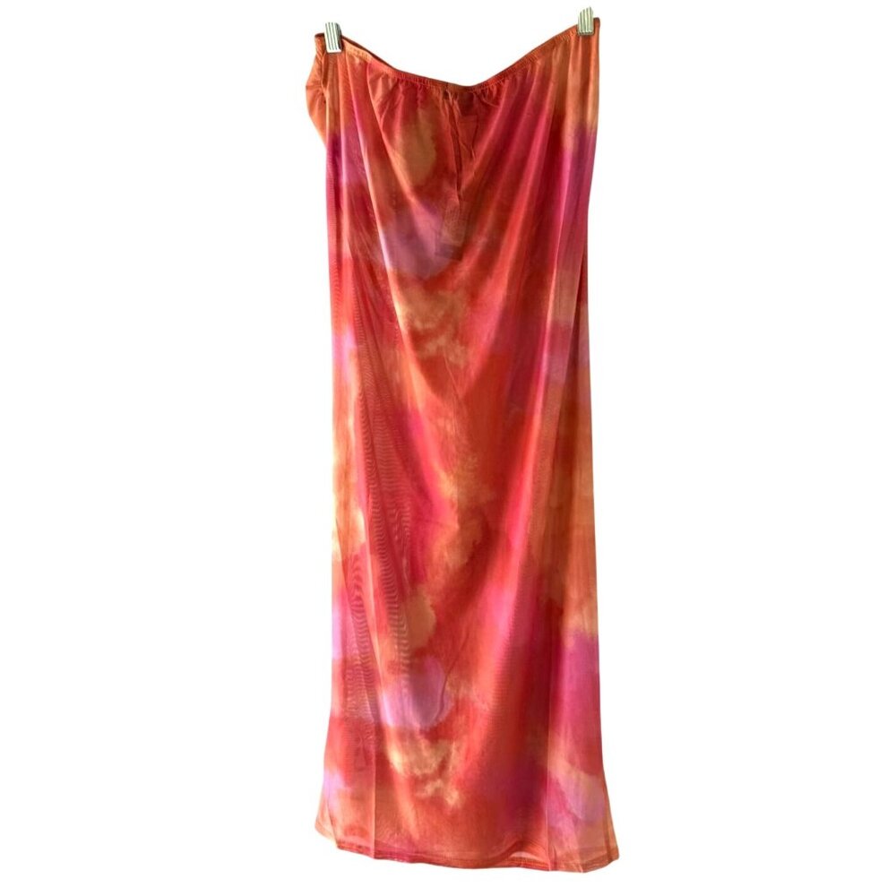 Pink Mesh Ruched Bodycon Maxi Beach Skirt Size 6 PrettyLittleThing - Picture 6 of 11
